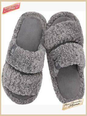 Fuzzy Open Toe Slippers Comfy Memory Foam Indoor House Shoes Chic Slip On